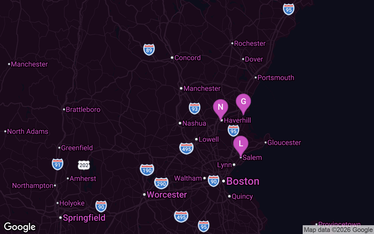 TextEvents.Boston coverage area — North Shore MA active, New England expanding